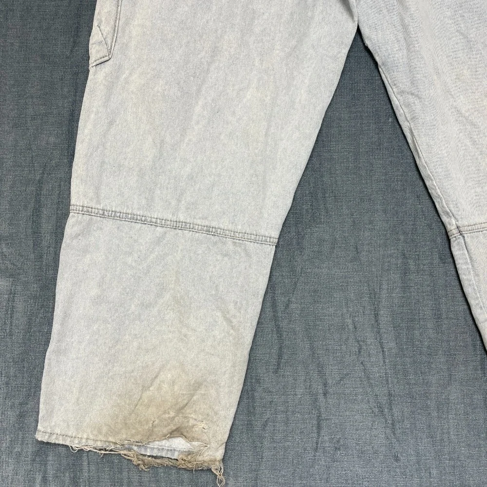 Empyre Loose Fit Cargo Jeans Mens 32 Blue Denim Flat Front Pockets Embroidered